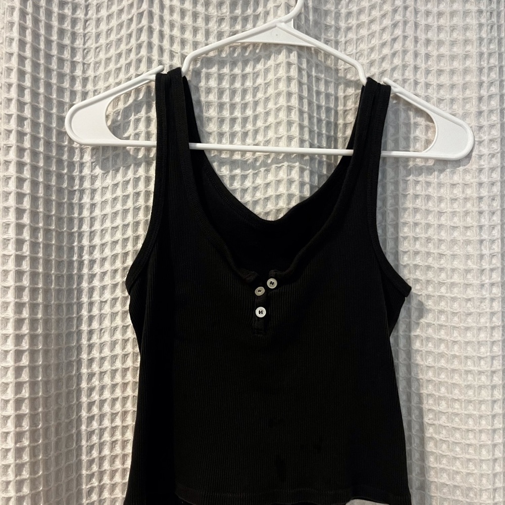 Brandy Melville Black Fitted Crop Tank Top